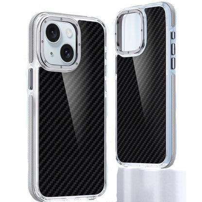 ELECTROPRIME For iPhone 15 Plus Dual-Color Carbon Fiber Acrylic Hybrid TPU Phone Case(Grey)