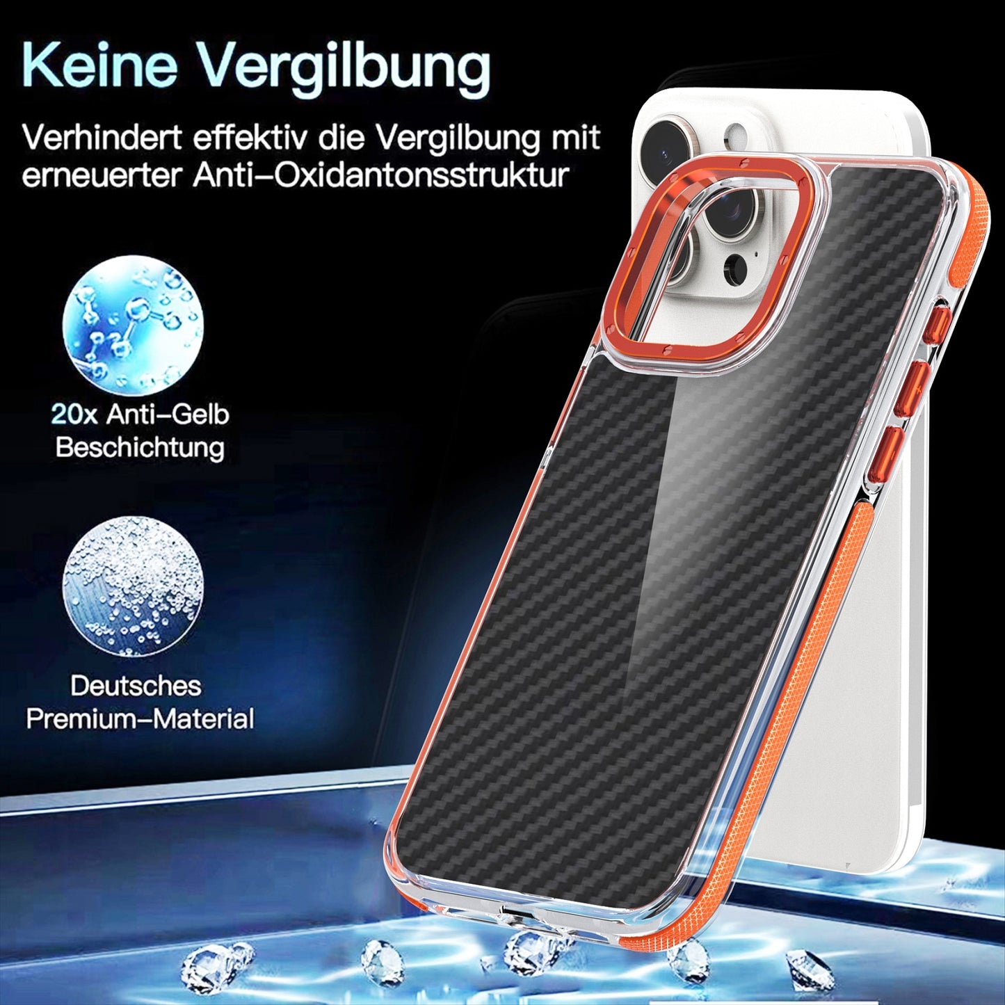 ELECTROPRIME For iPhone 15 Dual-Color Carbon Fiber Acrylic Hybrid TPU Phone Case(Black)