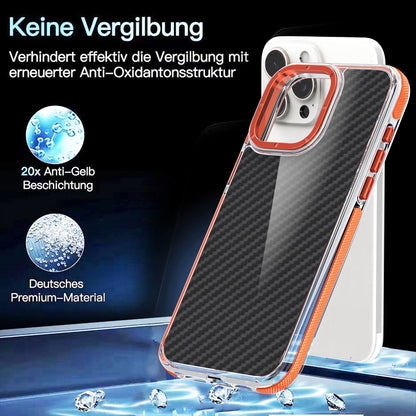 ELECTROPRIME For iPhone 15 Dual-Color Carbon Fiber Acrylic Hybrid TPU Phone Case(Black)