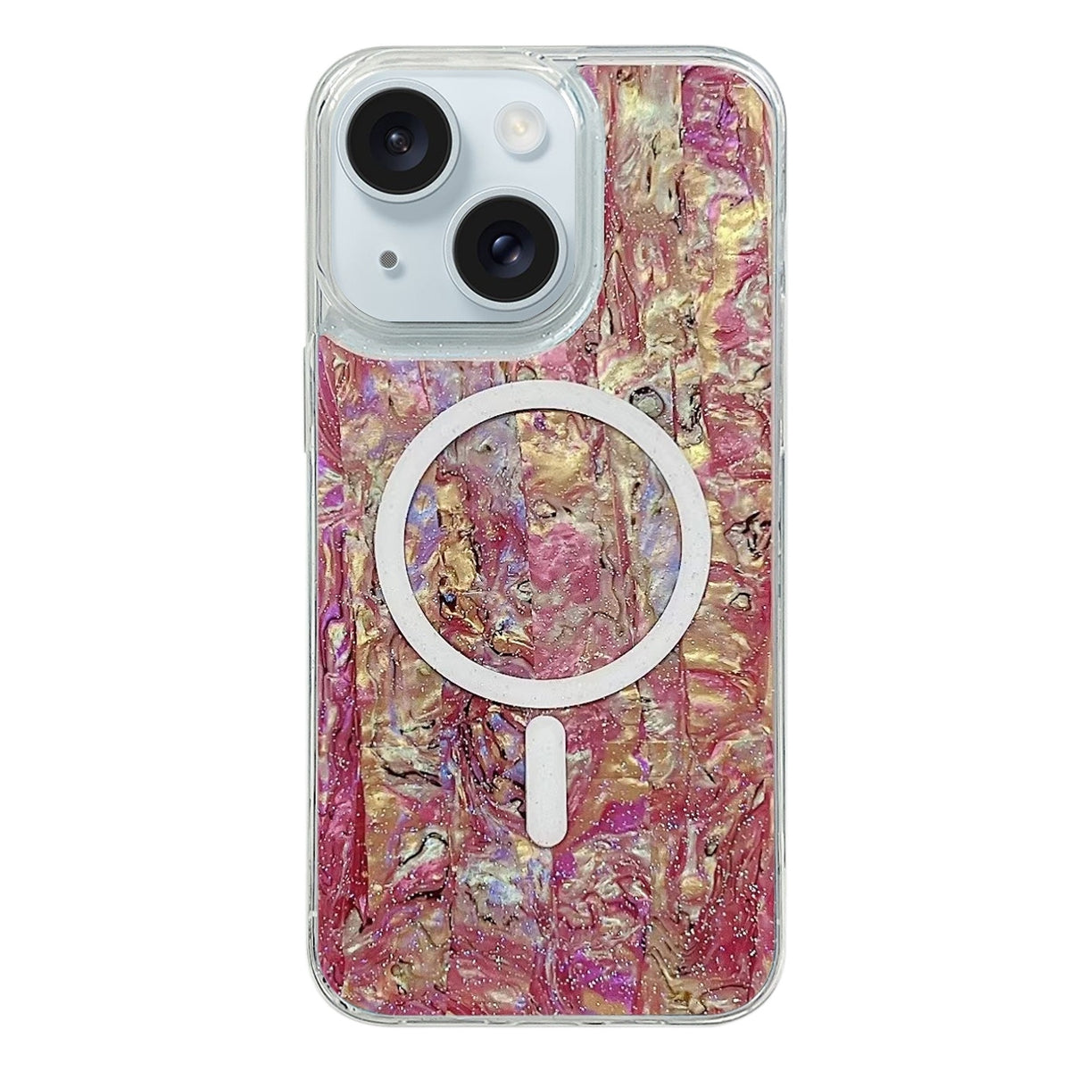 ELECTROPRIME For iPhone 15 Shell Texture Multicolor MagSafe TPU Phone Case(Roige)