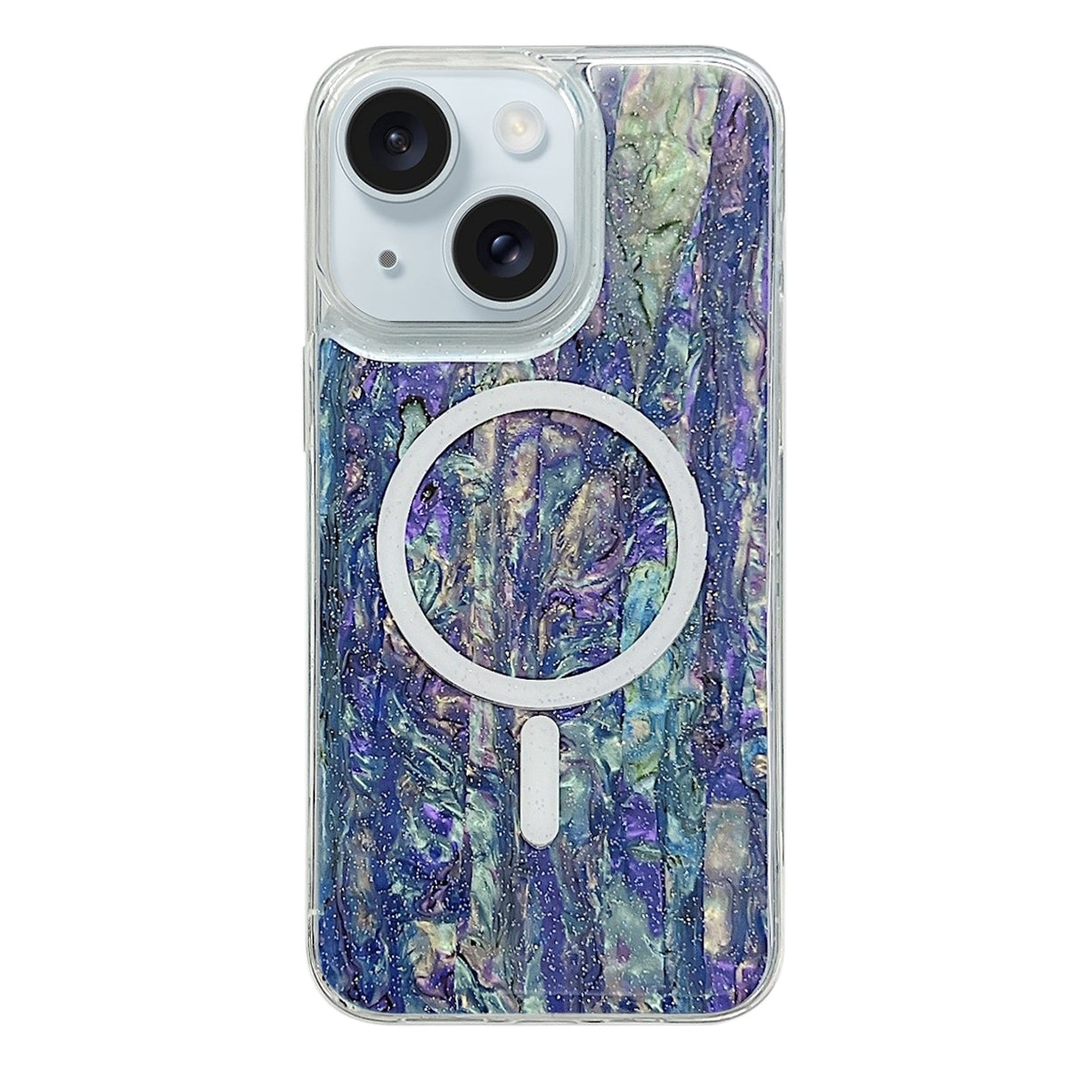 ELECTROPRIME For iPhone 15 Shell Texture Multicolor MagSafe TPU Phone Case(Peacock Blue)