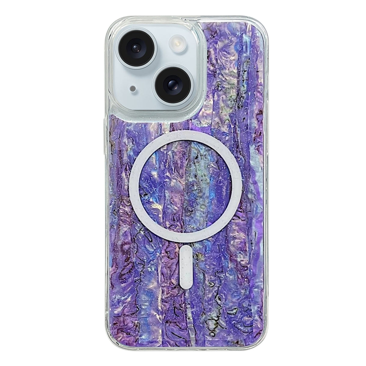 ELECTROPRIME For iPhone 15 Shell Texture Multicolor MagSafe TPU Phone Case(Purple)