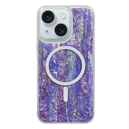 ELECTROPRIME For iPhone 15 Shell Texture Multicolor MagSafe TPU Phone Case(Purple)