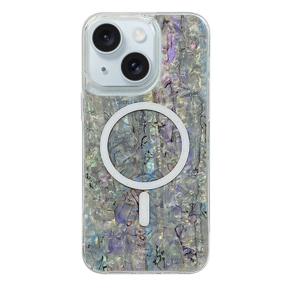ELECTROPRIME For iPhone 15 Shell Texture Multicolor MagSafe TPU Phone Case(Silver Gray)