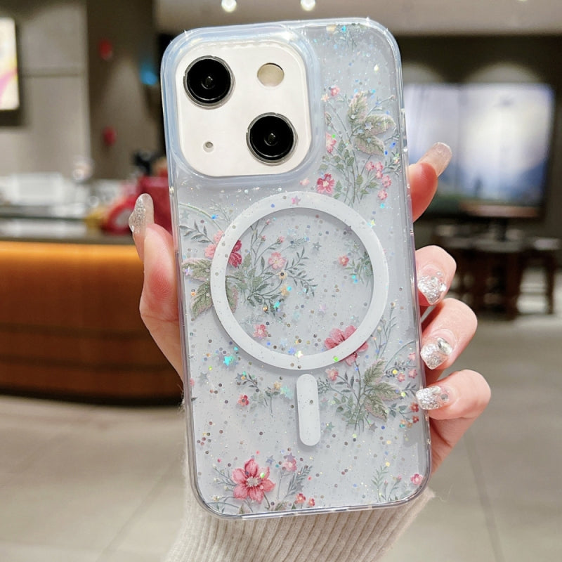 ELECTROPRIME For iPhone 15 Spring Garden MagSafe TPU Phone Case(F04 French Flowers)