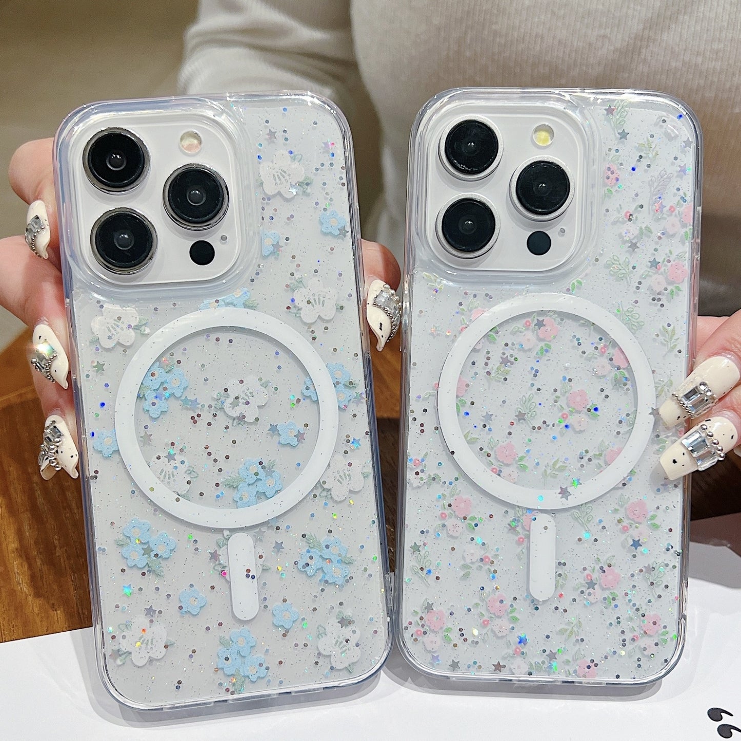 ELECTROPRIME For iPhone 15 Spring Garden MagSafe TPU Phone Case(F04 French Flowers)