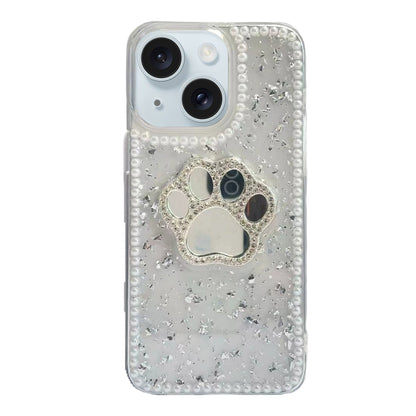 ELECTROPRIME For iPhone 15 Plus Cat Claw Mirror TPU Phone Case(Silver)