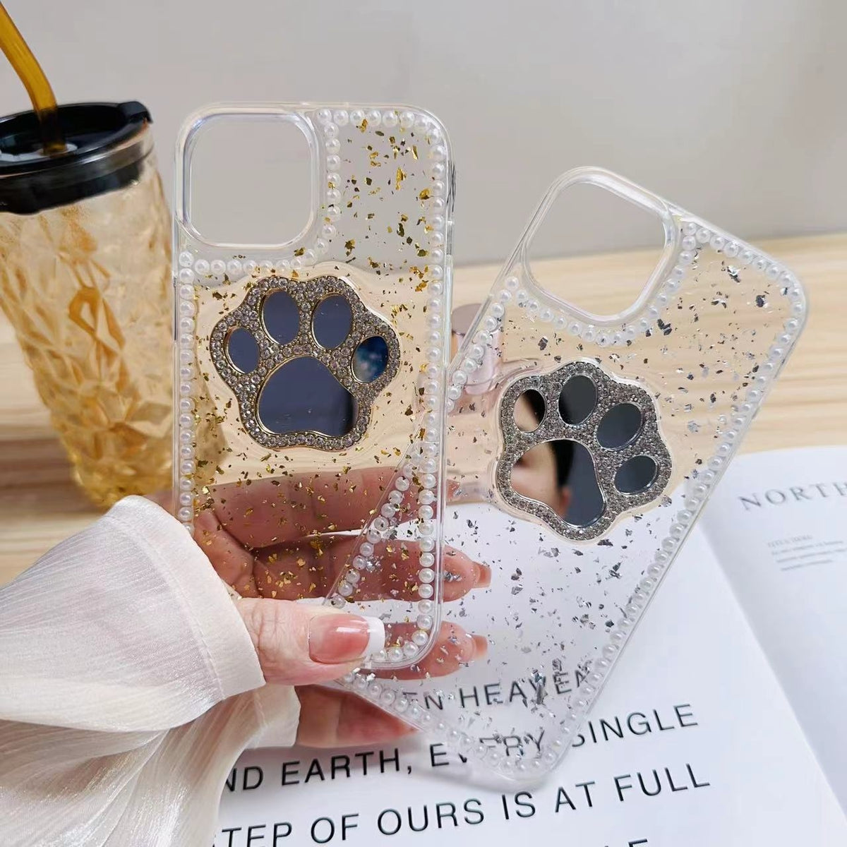 ELECTROPRIME For iPhone 15 Plus Cat Claw Mirror TPU Phone Case(Silver)