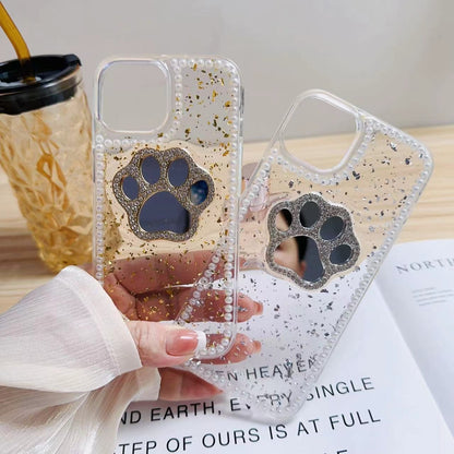 ELECTROPRIME For iPhone 15 Plus Cat Claw Mirror TPU Phone Case(Silver)