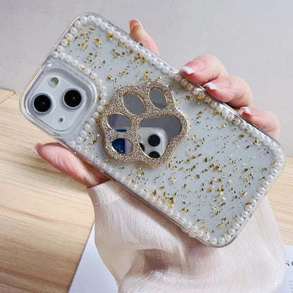 ELECTROPRIME For iPhone 15 Plus Cat Claw Mirror TPU Phone Case(Silver)