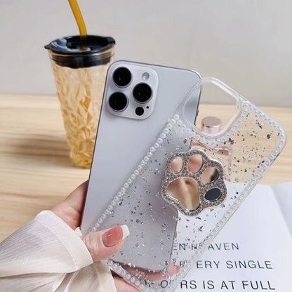 ELECTROPRIME For iPhone 15 Plus Cat Claw Mirror TPU Phone Case(Silver)