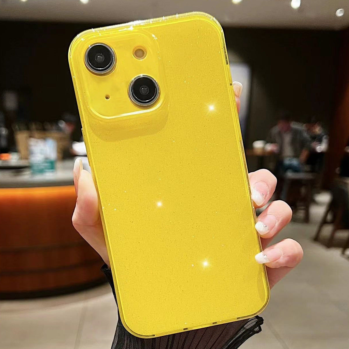 ELECTROPRIME For iPhone 15 Plus Jelly Glitter Solid Color TPU Phone Case(Yellow)