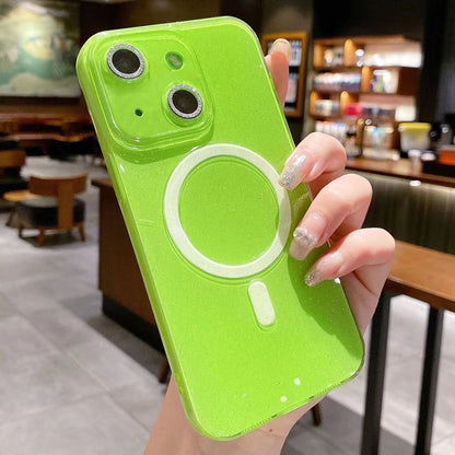ELECTROPRIME For iPhone 14 Plus / 15 Plus Jelly Glitter Solid Color MagSafe TPU Phone Case(Fluorescent Green)