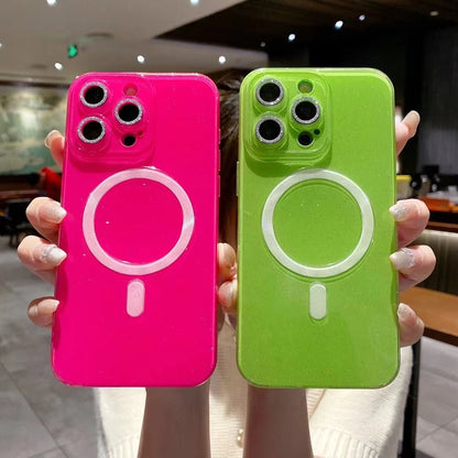 ELECTROPRIME For iPhone 14 Plus / 15 Plus Jelly Glitter Solid Color MagSafe TPU Phone Case(Fluorescent Green)