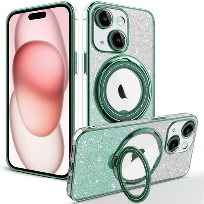 ELECTROPRIME For iPhone 15 Plus Rotation MagSafe Holder Gradient Glitter TPU Phone Case(Cangling)
