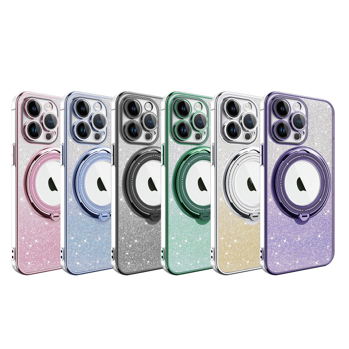 ELECTROPRIME For iPhone 15 Plus Rotation MagSafe Holder Gradient Glitter TPU Phone Case(Cangling)