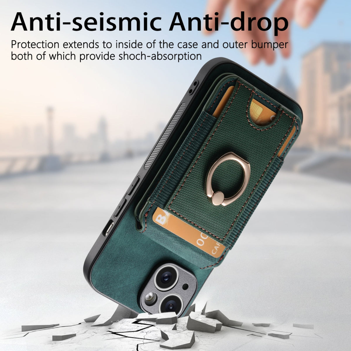ELECTROPRIME For iPhone 15 Plus Retro Splitable Magnetic Stand Card Bag Leather Phone Case(Green)