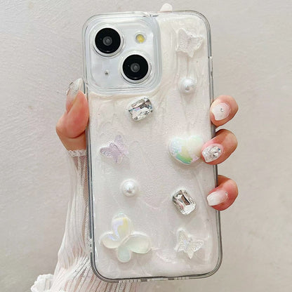 ELECTROPRIME For iPhone 15 Cream Gum Decoden TPU Phone Case(Butterfly)