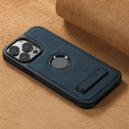 ELECTROPRIME For iPhone 15 Plus Suteni G2 Magsafe Litchi Texture Leather Back Phone Case with Holder(Blue)