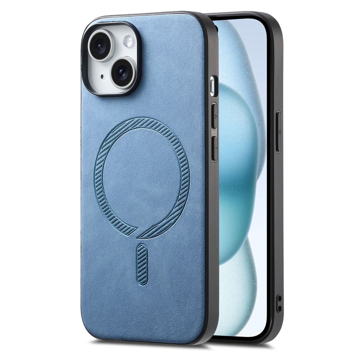 ELECTROPRIME For iPhone 15 Plus Solid Color Retro Magsafe PU Back Cover Phone Case(Blue)