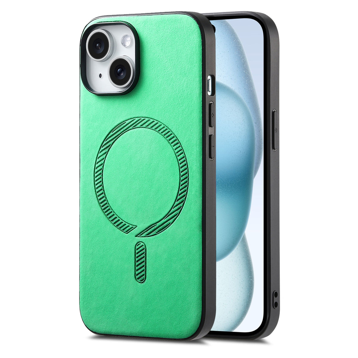 ELECTROPRIME For iPhone 15 Solid Color Retro Magsafe PU Back Cover Phone Case(Green)