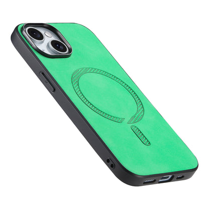 ELECTROPRIME For iPhone 15 Solid Color Retro Magsafe PU Back Cover Phone Case(Green)