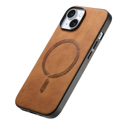 ELECTROPRIME For iPhone 15 Solid Color Retro Magsafe PU Back Cover Phone Case(Brown)