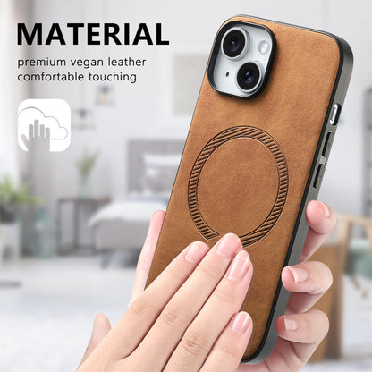 ELECTROPRIME For iPhone 15 Solid Color Retro Magsafe PU Back Cover Phone Case(Brown)