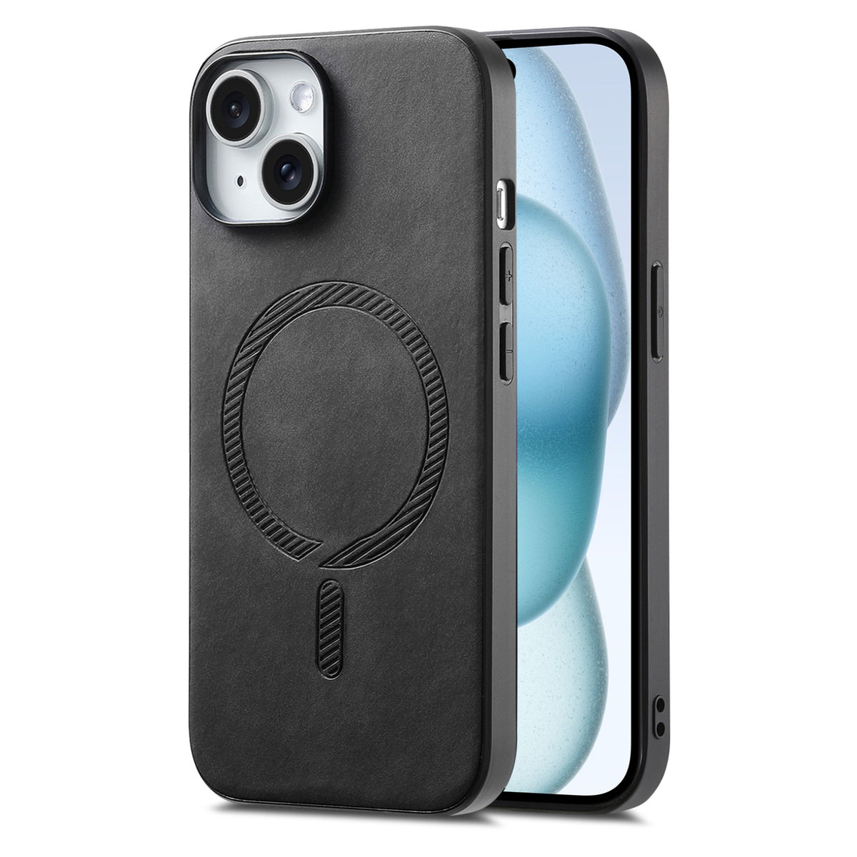 ELECTROPRIME For iPhone 15 Solid Color Retro Magsafe PU Back Cover Phone Case(Black)
