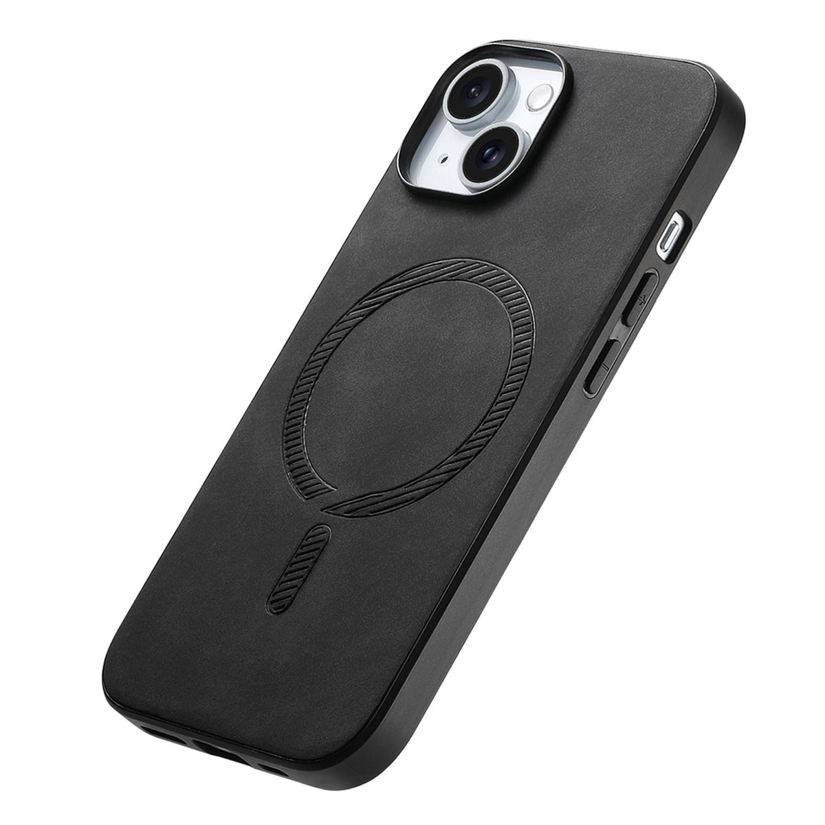 ELECTROPRIME For iPhone 15 Solid Color Retro Magsafe PU Back Cover Phone Case(Black)