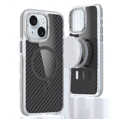 ELECTROPRIME For iPhone 15 Plus Magsafe Dual-Color Carbon Fiber Phone Case(Grey)