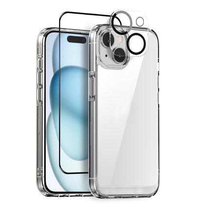 ELECTROPRIME For iPhone 15 Plus NORTHJO 3 in 1 Clear Phone Case with Screen Film + Rear Lens Film