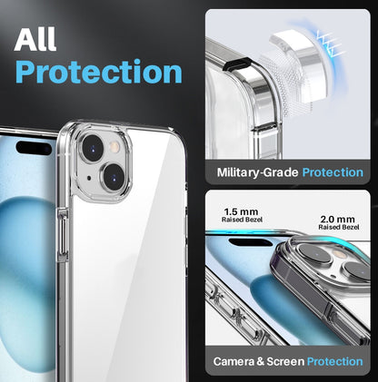 ELECTROPRIME For iPhone 15 Plus NORTHJO 3 in 1 Clear Phone Case with Screen Film + Rear Lens Film