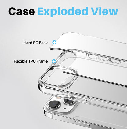ELECTROPRIME For iPhone 15 Plus NORTHJO 3 in 1 Clear Phone Case with Screen Film + Rear Lens Film