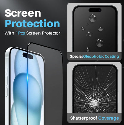 ELECTROPRIME For iPhone 15 Plus NORTHJO 3 in 1 Clear Phone Case with Screen Film + Rear Lens Film