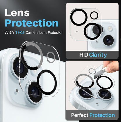 ELECTROPRIME For iPhone 15 Plus NORTHJO 3 in 1 Clear Phone Case with Screen Film + Rear Lens Film