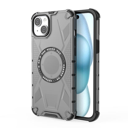 ELECTROPRIME For iPhone 15 Plus MagSafe Armor Holder PC Hybrid TPU Phone Case(Black)