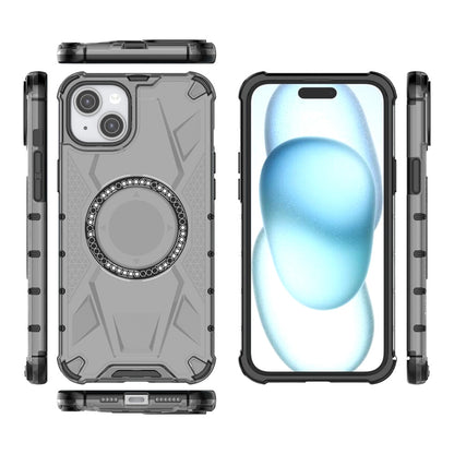 ELECTROPRIME For iPhone 15 Plus MagSafe Armor Holder PC Hybrid TPU Phone Case(Black)