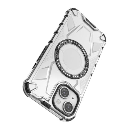 ELECTROPRIME For iPhone 15 MagSafe Armor Holder PC Hybrid TPU Phone Case(White)