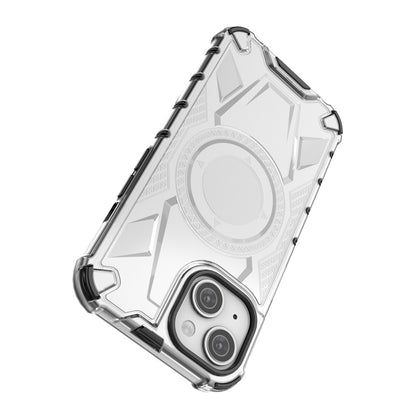 ELECTROPRIME For iPhone 15 Armor Holder PC Hybrid TPU Phone Case(White)