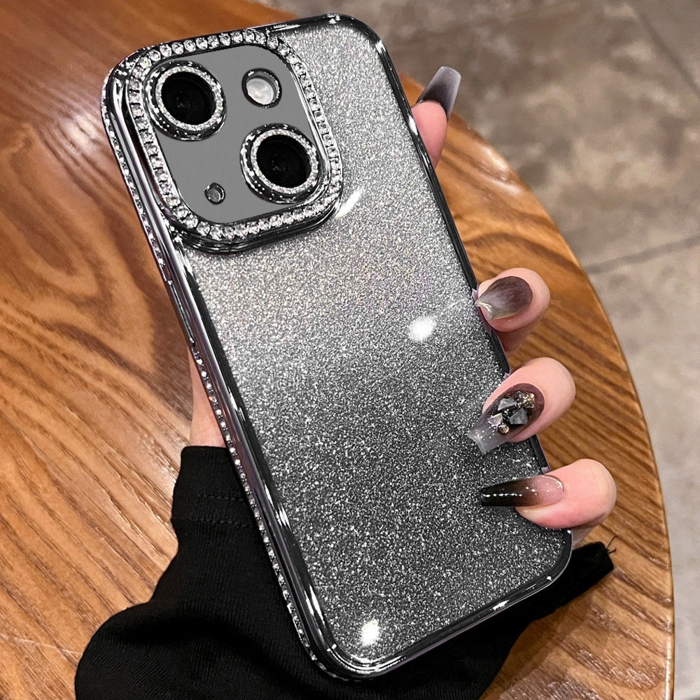 ELECTROPRIME For iPhone 15 Plus Diamond Gradient Glitter TPU Phone Case(Gradient Black)