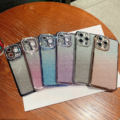 ELECTROPRIME For iPhone 15 Plus Diamond Gradient Glitter TPU Phone Case(Gradient Black)