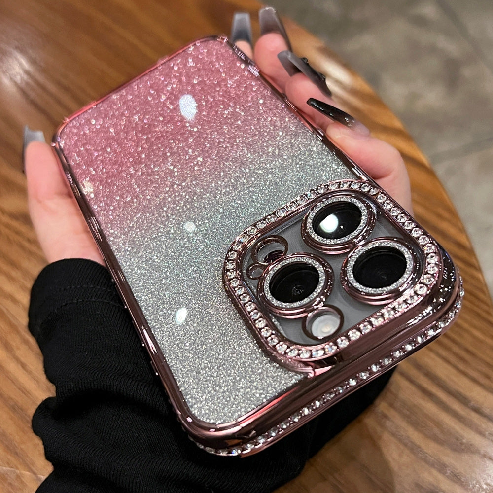ELECTROPRIME For iPhone 15 Plus Diamond Gradient Glitter TPU Phone Case(Gradient Black)