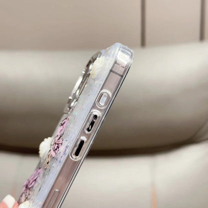 ELECTROPRIME For iPhone 15 Plus Glitter 3D Butterfly TPU Phone Case(Pink)