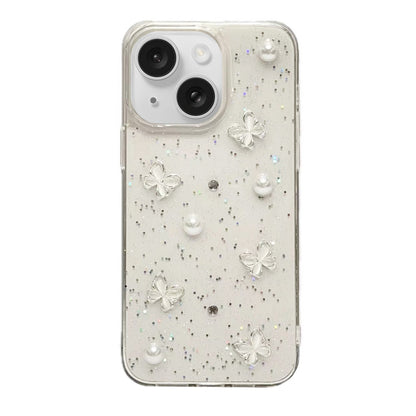 ELECTROPRIME For iPhone 15 Plus Glitter Pearl Butterfly TPU Phone Case(Pearl Butterfly)