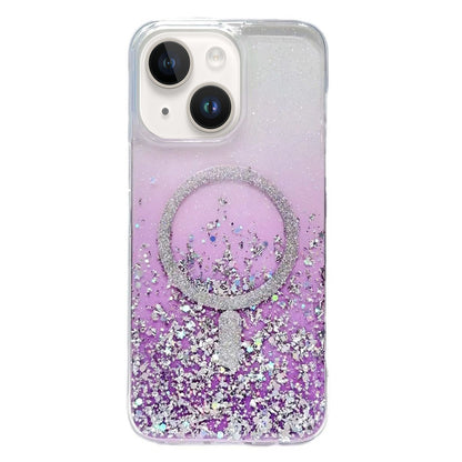 ELECTROPRIME For iPhone 15 Plus Gradient Glitter MagSafe PC Hybrid TPU Phone Case(Gradient Purple)