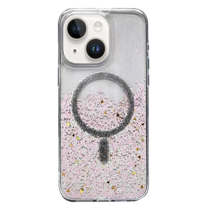 ELECTROPRIME For iPhone 15 Gradient Glitter MagSafe PC Hybrid TPU Phone Case(Gradient Lotus)