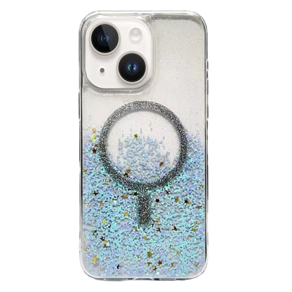 ELECTROPRIME For iPhone 15 Gradient Glitter MagSafe PC Hybrid TPU Phone Case(Gradient Blue)