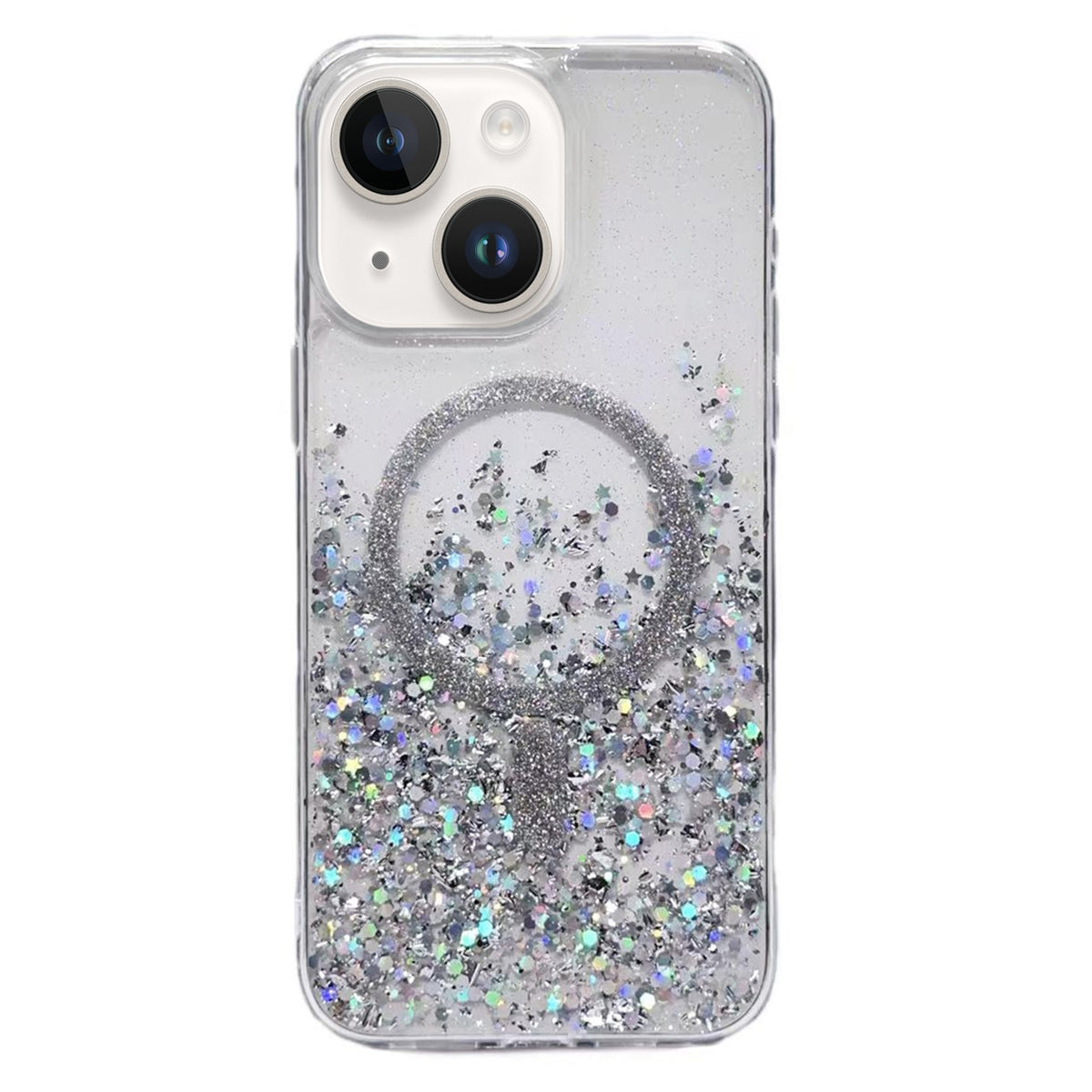 ELECTROPRIME For iPhone 15 Gradient Glitter MagSafe PC Hybrid TPU Phone Case(Gradient Silver)