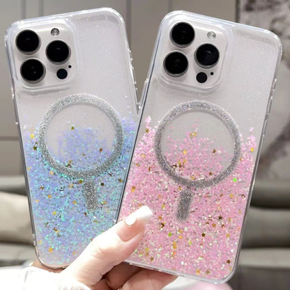 ELECTROPRIME For iPhone 15 Plus Gradient Glitter MagSafe PC Hybrid TPU Phone Case(Gradient Purple)